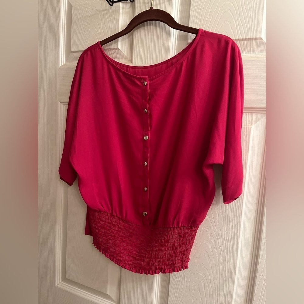 NY & CO~ RED BACK BUTTON BLOUSE~M - Picture 4 of 8